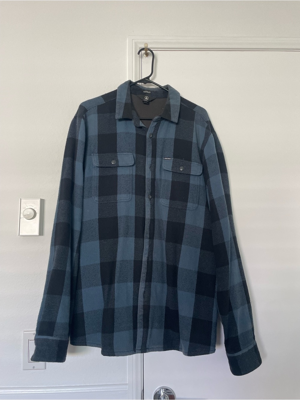 Volcom Blue and Black Plaid Shirt Jacket